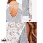 Women's Lace Sleeve Top with Cut Out Back